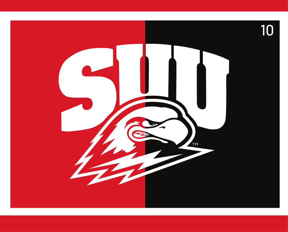 SUU combination mark, white/black on red/black variant, cell 10