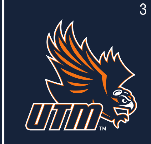 Skyhawk head with UTM wordmark, orange with navy outline variant, cell 38
