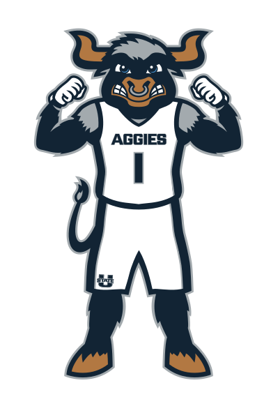 mascot, standing, Aggies jersey, blue outline variant, cell 13