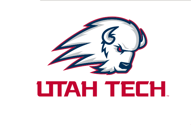 mascot head with Utah Tech wordmark, full color variant, cell 9