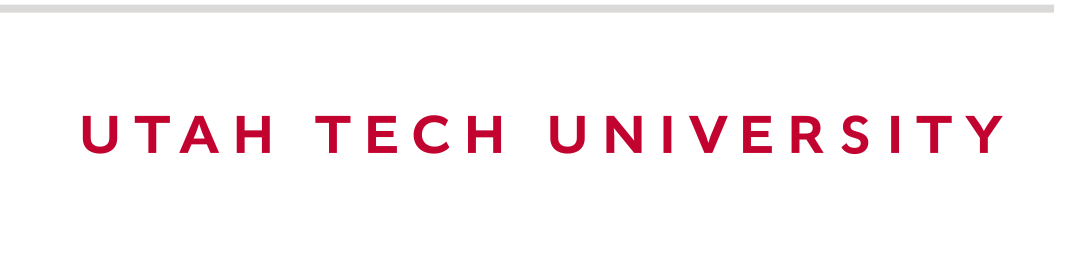 Utah Tech University wordmark, horizontal, red variant, cell 55