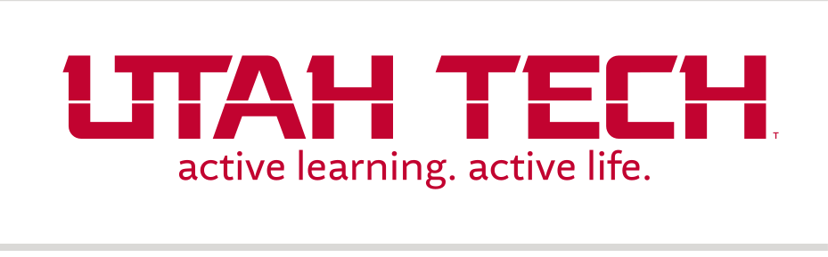 Utah Tech tagline lockup, red variant, cell 58