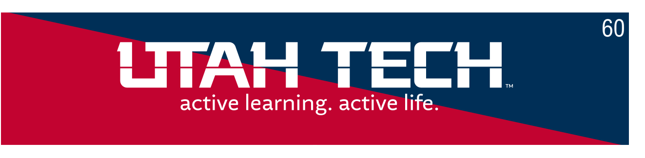 Utah Tech tagline lockup, white on red variant, cell 60