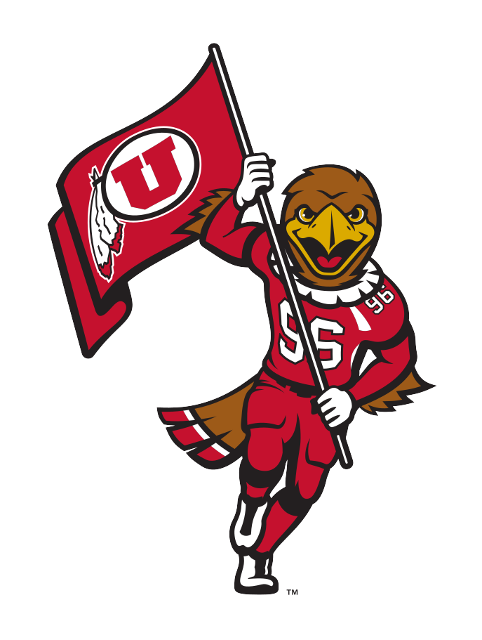 Swoop mascot, holding flag with Drum & Feather logo, full color variant, cell 22