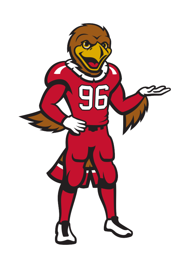 Swoop mascot, standing with hand out, full color variant, cell 28