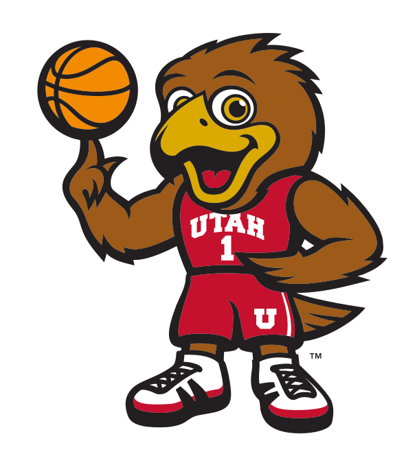 Swoop mascot, holding basketball, color variant, cell 34