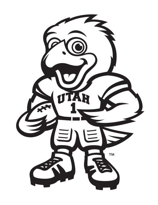 Swoop mascot, holding football, black and white variant, cell 39