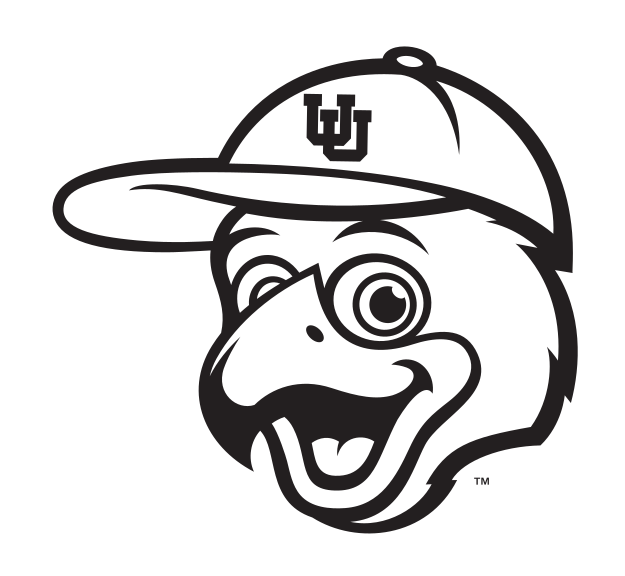 Swoop mascot, head with hat, black and white variant, cell 44