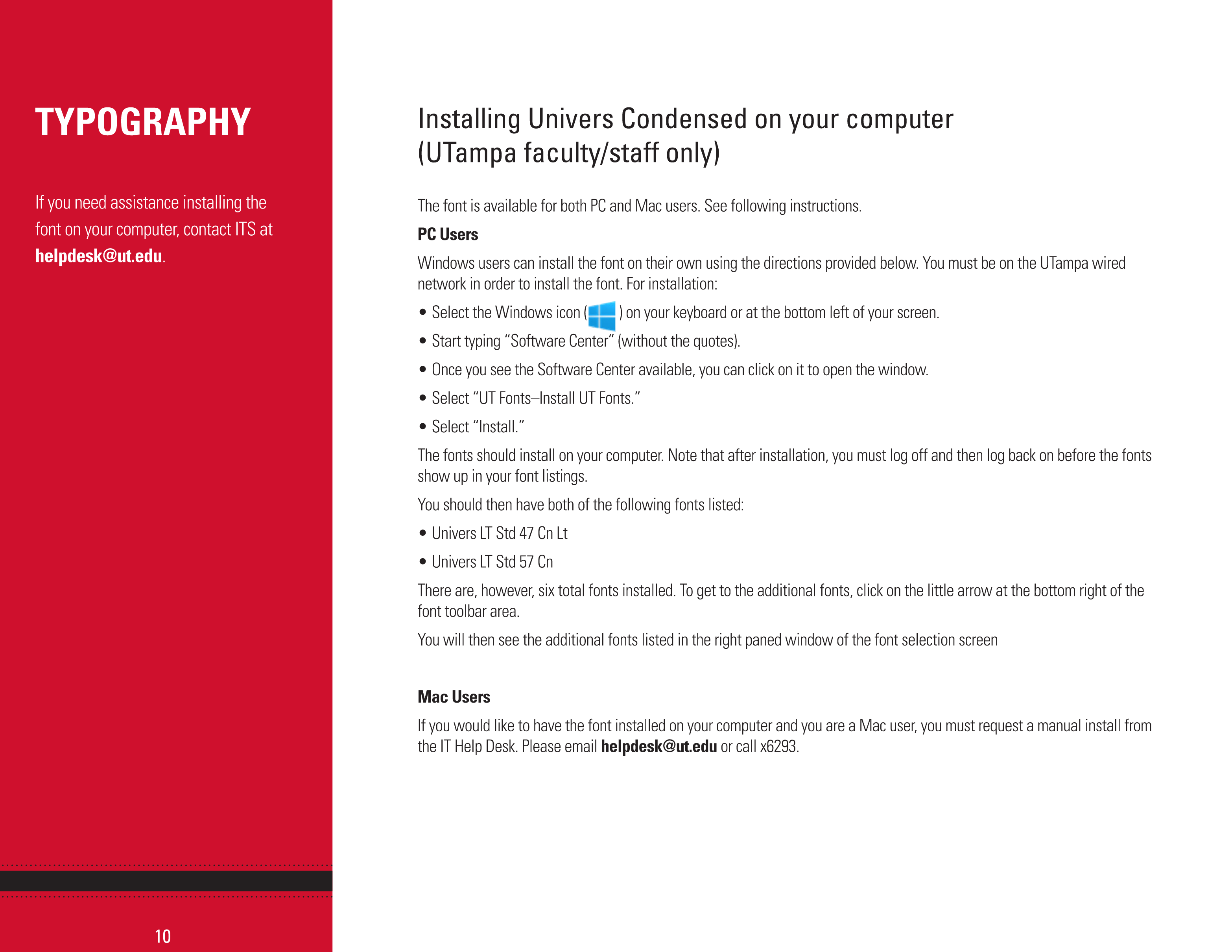 Full Page Guideline Sheet, Standard variant