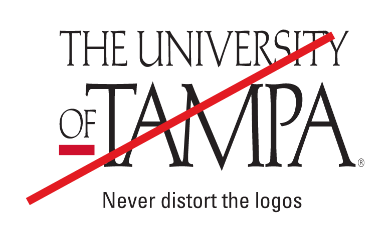 The University of Tampa logo, incorrect usage - distorted variant