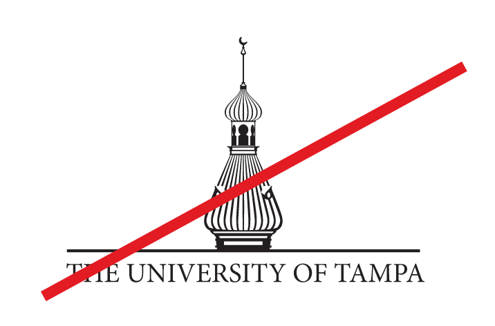 The University of Tampa logo, incorrect usage - changed font variant