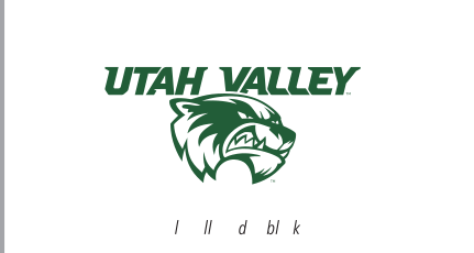 Wolverine head + UTAH VALLEY, green/black on white variant, cell 42