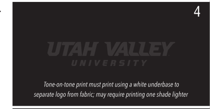 UTAH VALLEY UNIVERSITY wordmark with head, white on black variant, cell 43