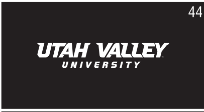 UTAH VALLEY UNIVERSITY wordmark with head, green/black on white variant, cell 44