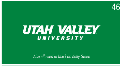 UTAH VALLEY UNIVERSITY wordmark with head, white on kelly green variant, cell 46