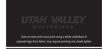 UTAH VALLEY WOLVERINES wordmark with head, white on black variant, cell 49