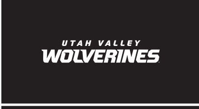 UTAH VALLEY WOLVERINES stacked wordmark with head, green/black on white variant, cell 56
