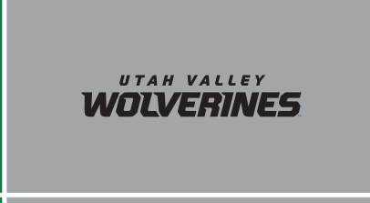 UTAH VALLEY WOLVERINES stacked wordmark with head, white on grey variant, cell 59