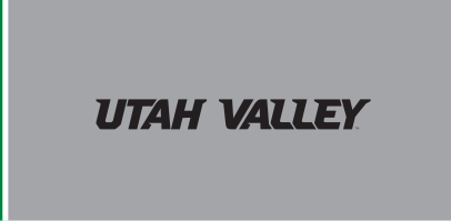 UTAH VALLEY wordmark, white on grey variant, cell 65