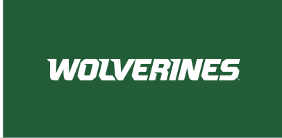 WOLVERINES wordmark, white on hunter green variant, cell 69