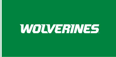 WOLVERINES wordmark, white on kelly green variant, cell 70