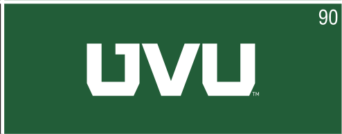 UVU monogram, bold white on dark green variant, cell 90