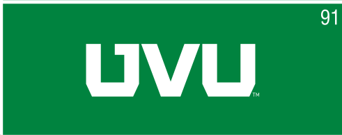 UVU monogram, bold white on bright green variant, cell 91
