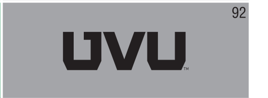 UVU monogram, bold black on grey variant, cell 92