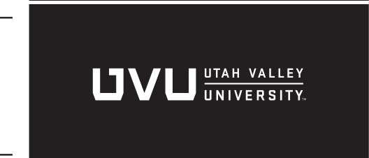UVU horizontal mark, white on black variant, cell 94