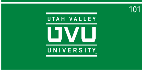 UVU square mark, white on bright green variant, cell 101