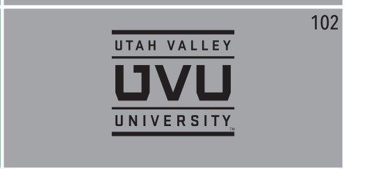UVU square mark, black on grey variant, cell 102
