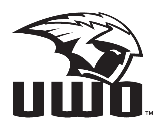 UWO logo, black and white variant, cell 8