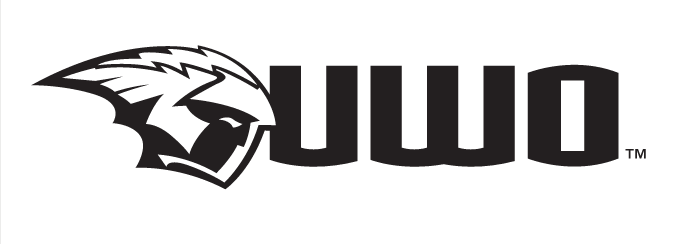 UWO logo, black and white horizontal variant, cell 13