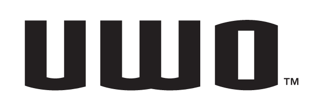 UWO wordmark, black and white variant, cell 23