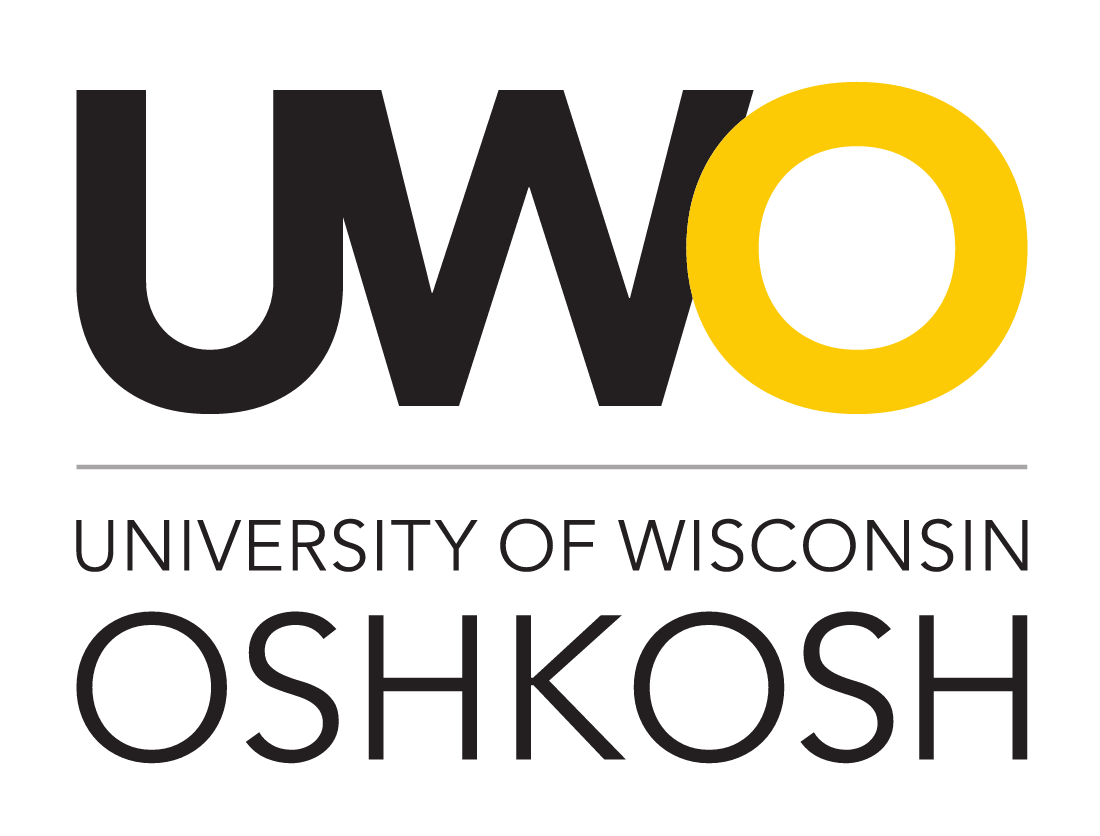 UWO Oshkosh logo, full color, stacked variant, cell 28