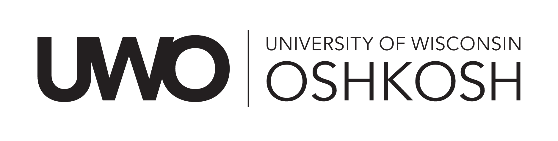 UWO Oshkosh logo, one color, horizontal variant, cell 34