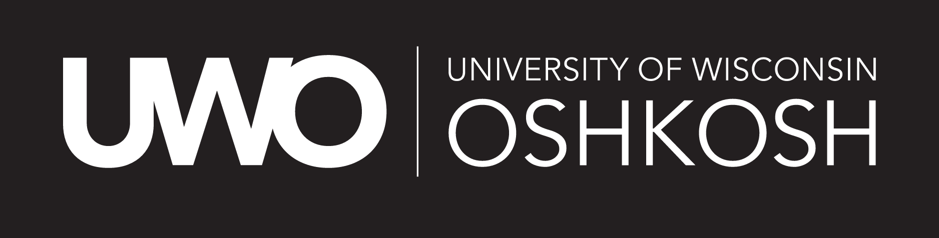 UWO Oshkosh logo, one color, horizontal, reverse variant, cell 35