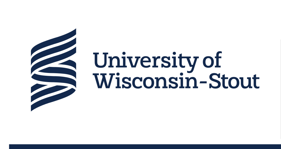University of Wisconsin-Stout logo, full color, horizontal, white background variant, cell 3