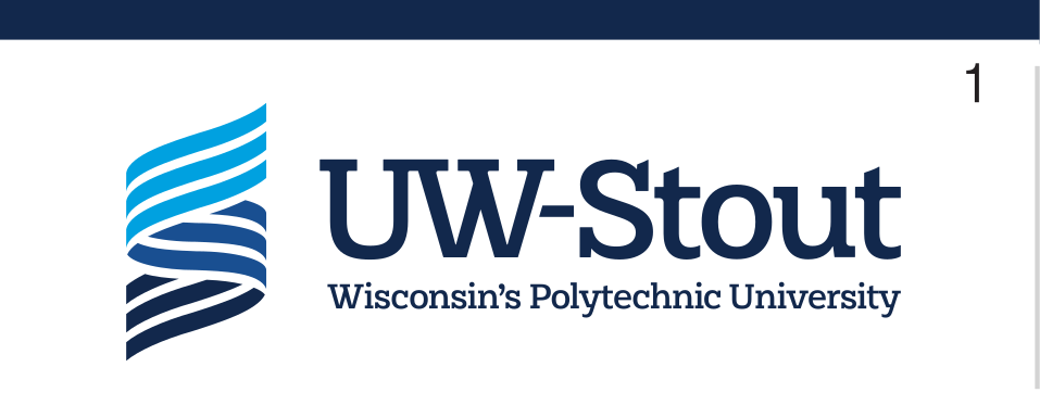 UW-Stout shorthand logo with tagline, full color, horizontal, white background variant, cell 10