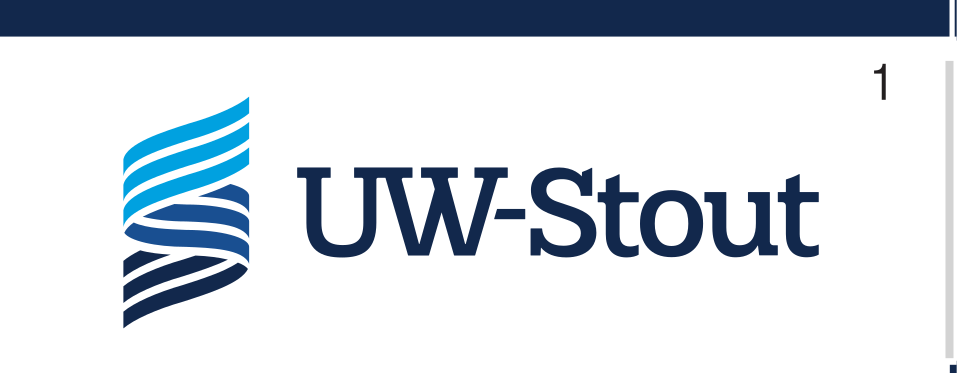 UW-Stout shorthand logo, full color, horizontal, white background variant, cell 14