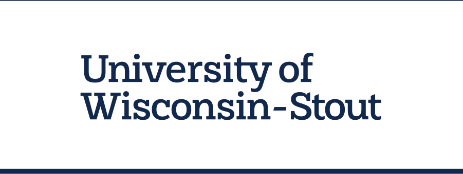University of Wisconsin-Stout wordmark, black, white background variant, cell 18