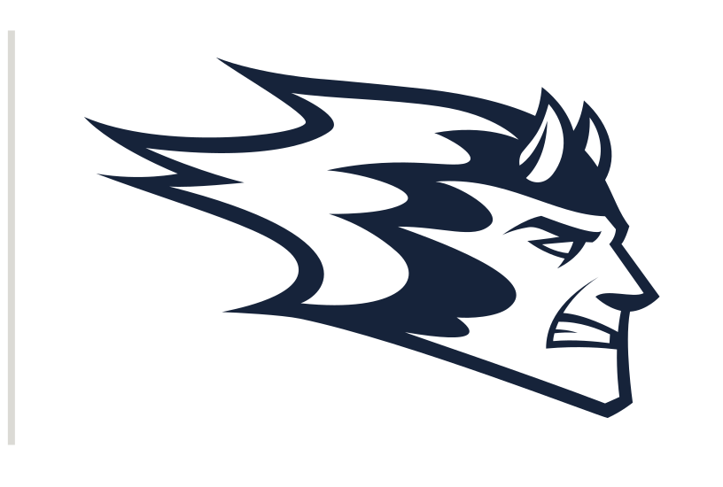 Blue Devil mascot head, blue outline variant, cell 26