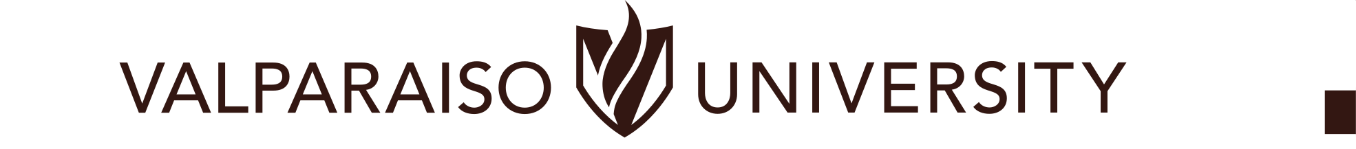 Valparaiso University logo, horizontal, black outline variant, cell 3