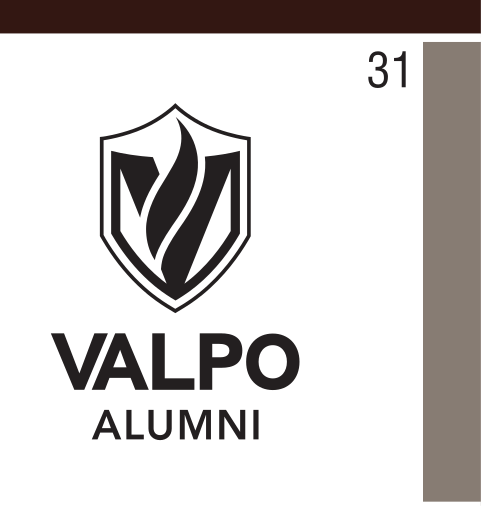 Valpo Alumni logo, black outline variant, cell 31