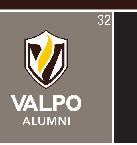 Valpo Alumni logo, color variant, cell 32