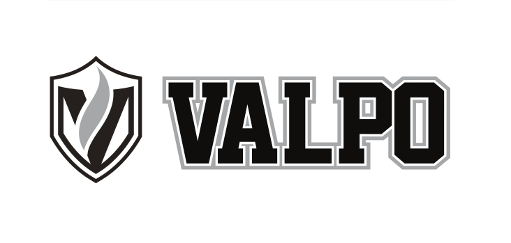 Valpo Athletics logo, horizontal, black variant, cell 37