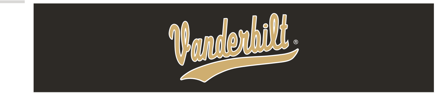 Vanderbilt script with underline, gold/white on black variant, cell 35