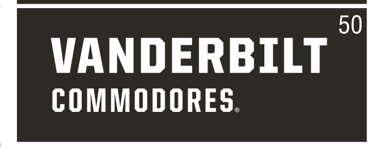 Vanderbilt Commodores stacked wordmark, white on black variant, cell 50