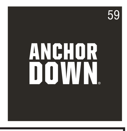 Anchor Down wordmark, white on black variant, cell 59