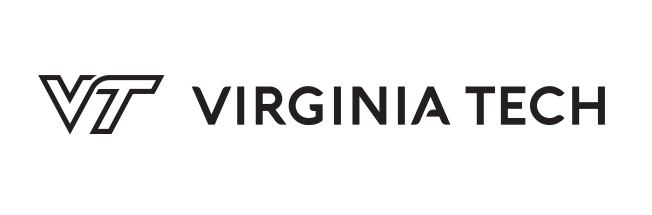Virginia Tech logo, horizontal single-line lockup, black on white variant, cell 20